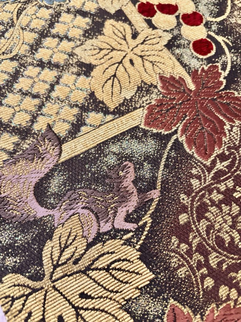 金華山織　五穀豊穣　全通袋帯　金糸