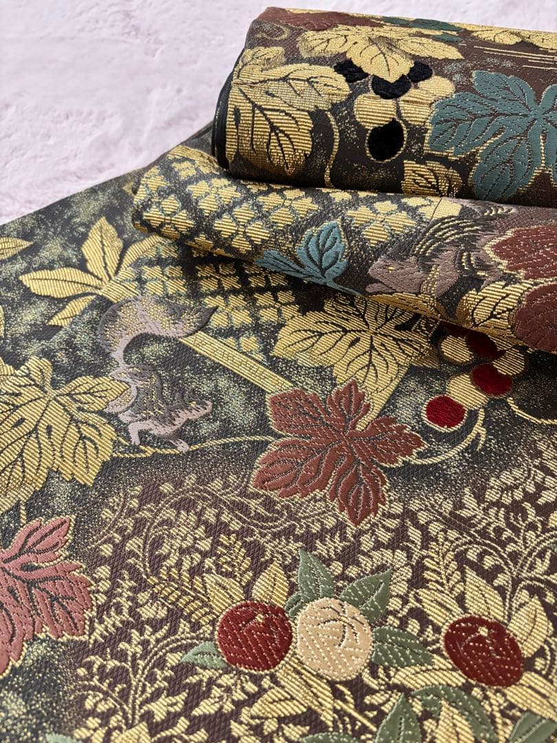 金華山織　五穀豊穣　全通袋帯　金糸