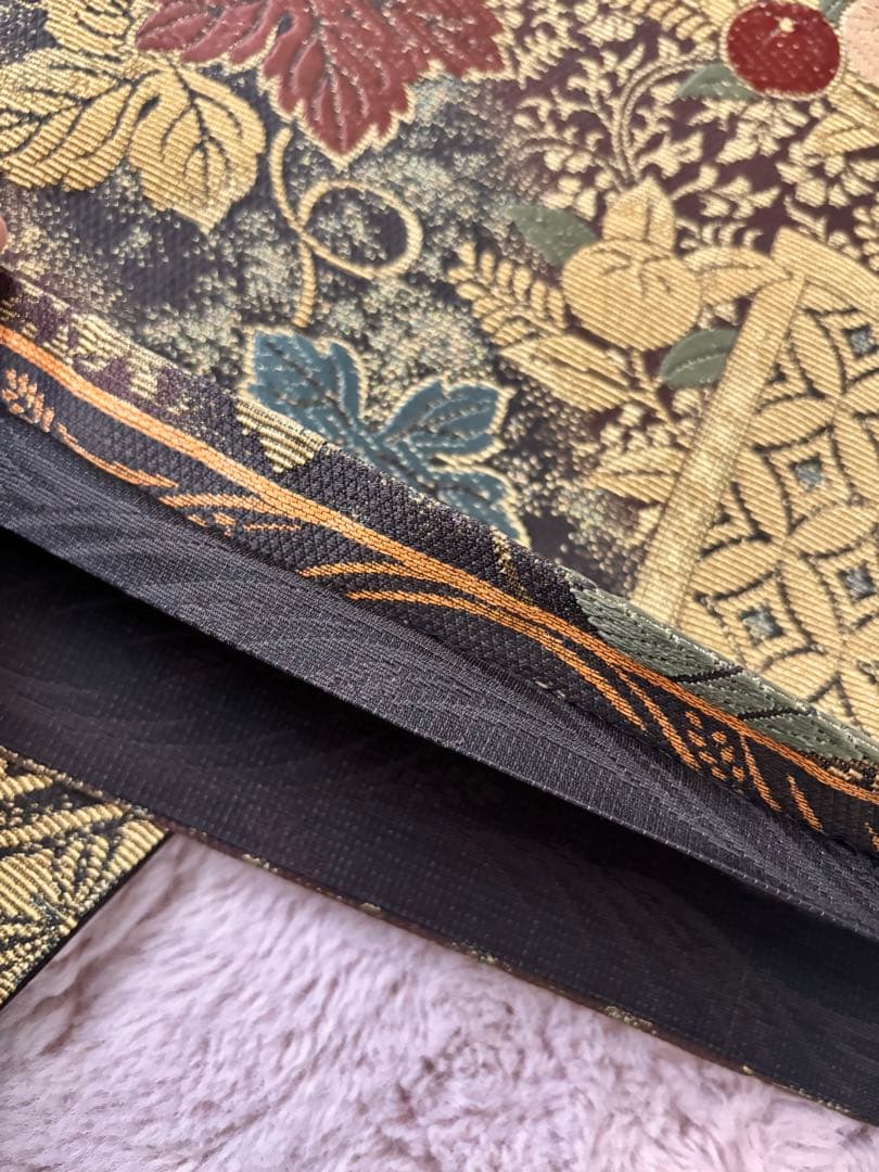 金華山織　五穀豊穣　全通袋帯　金糸