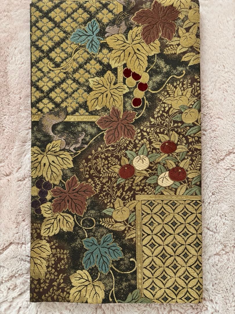 金華山織　五穀豊穣　全通袋帯　金糸