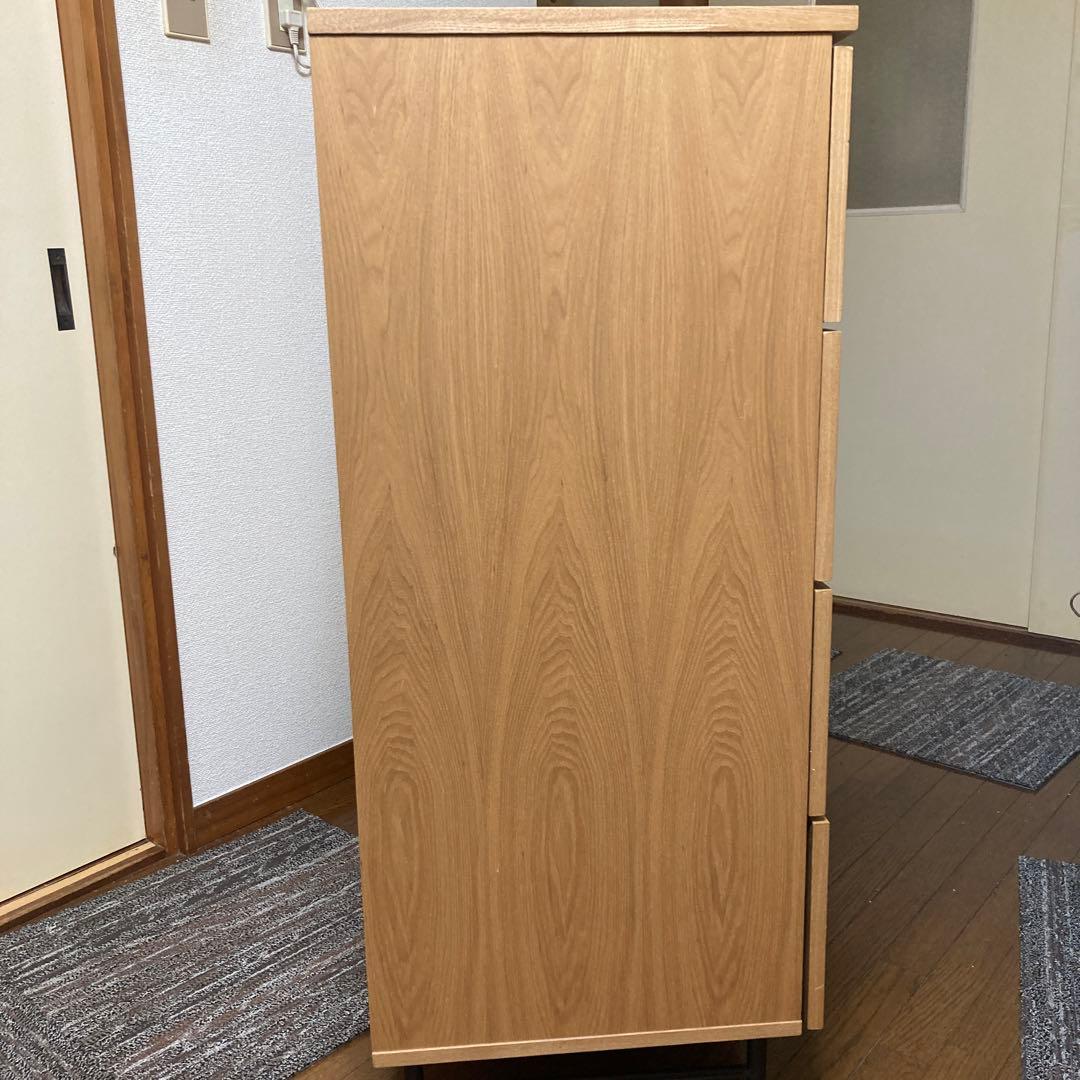 LOWYA 木製チェスト 整理箪笥 タンス4段 引き出し5個 88×42×102