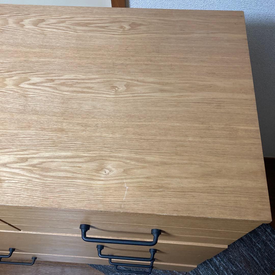 LOWYA 木製チェスト 整理箪笥 タンス4段 引き出し5個 88×42×102
