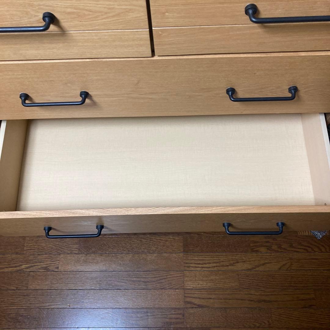 LOWYA 木製チェスト 整理箪笥 タンス4段 引き出し5個 88×42×102