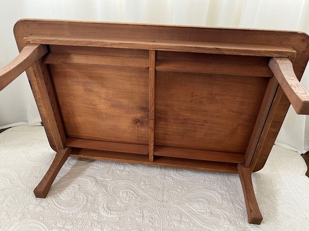 レトロな木製 長方形座卓 折りたたみ式