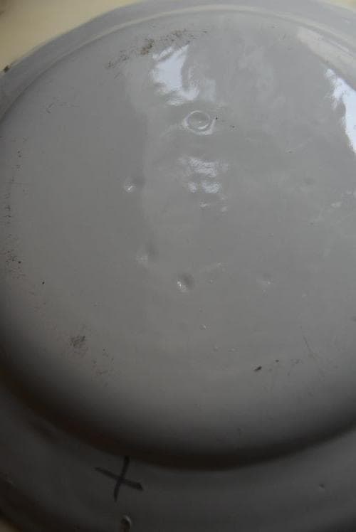 超美品　18/19世紀　ムスティエ　花リム大皿　×印　フランスアンティーク