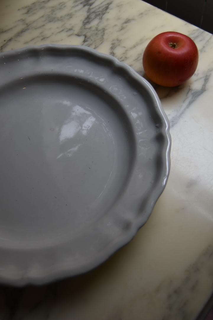 超美品　18/19世紀　ムスティエ　花リム大皿　×印　フランスアンティーク