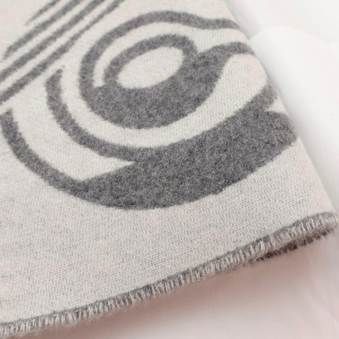 未使用 エルメス マフラー カシミヤ グレー系