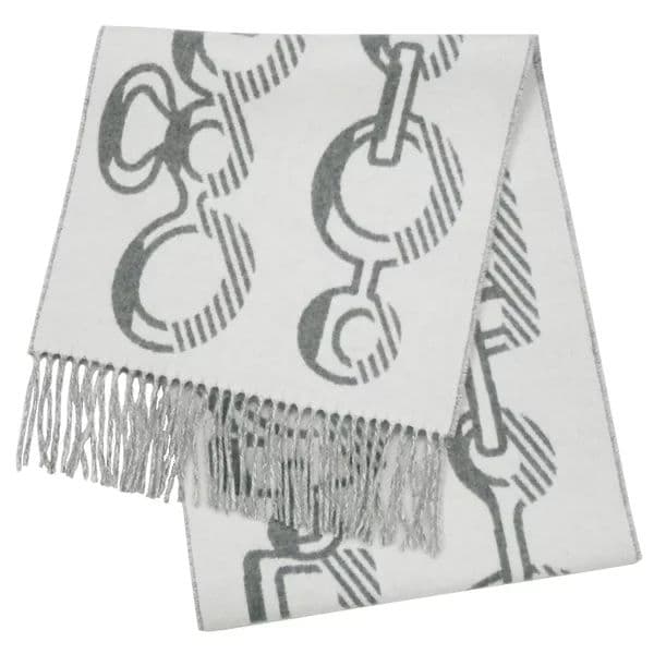 未使用 エルメス マフラー カシミヤ グレー系