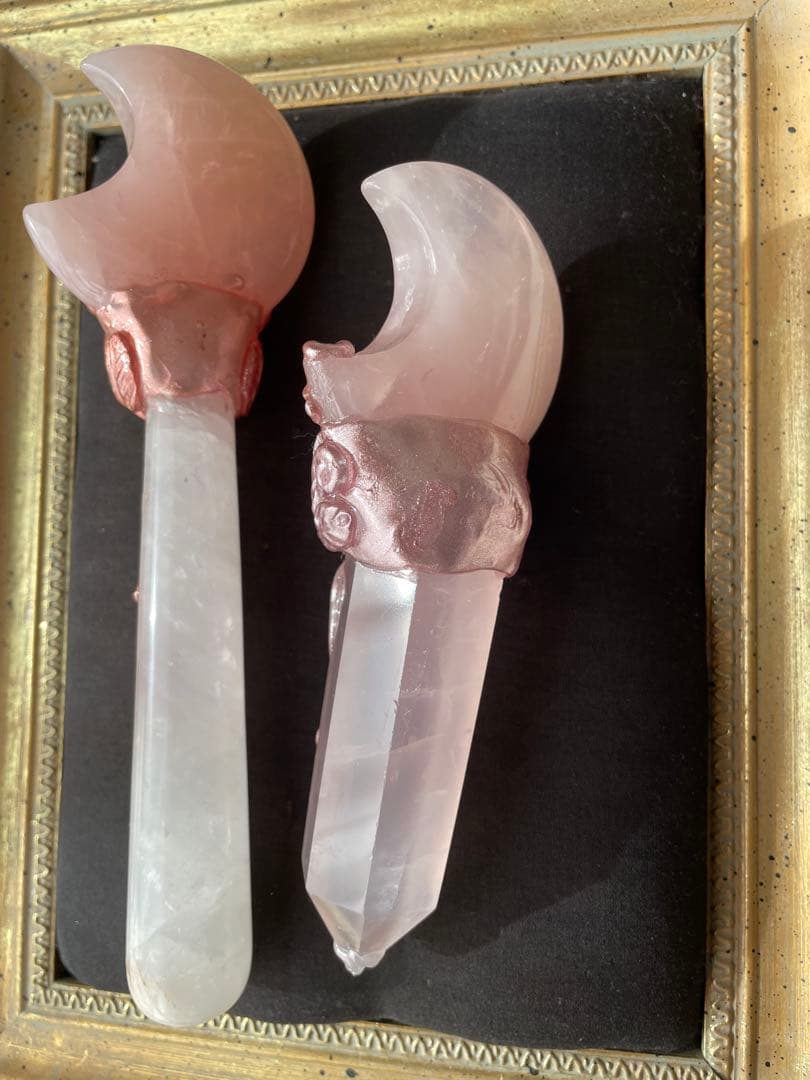 ローズクォーツ水晶アメジストの魔法のスティック　魔法棒魔法の杖4点セット天然石