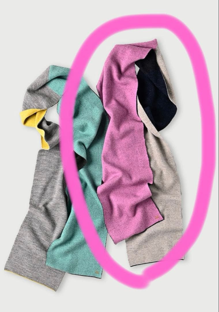 45R（フォーティーファイブアール）フロートダブルフェイスマフラー・生成×ピンク