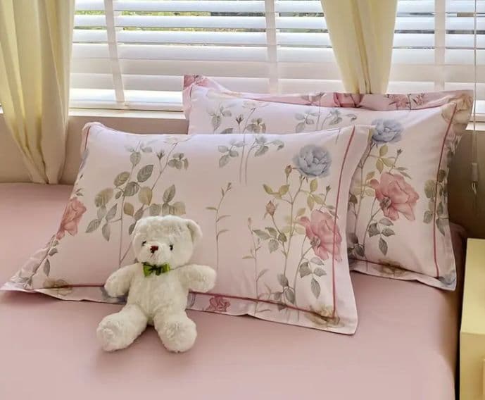 新品★優雅な薔薇フロックス柄綿100%シングル掛け布団カバーと枕カバー3点セット