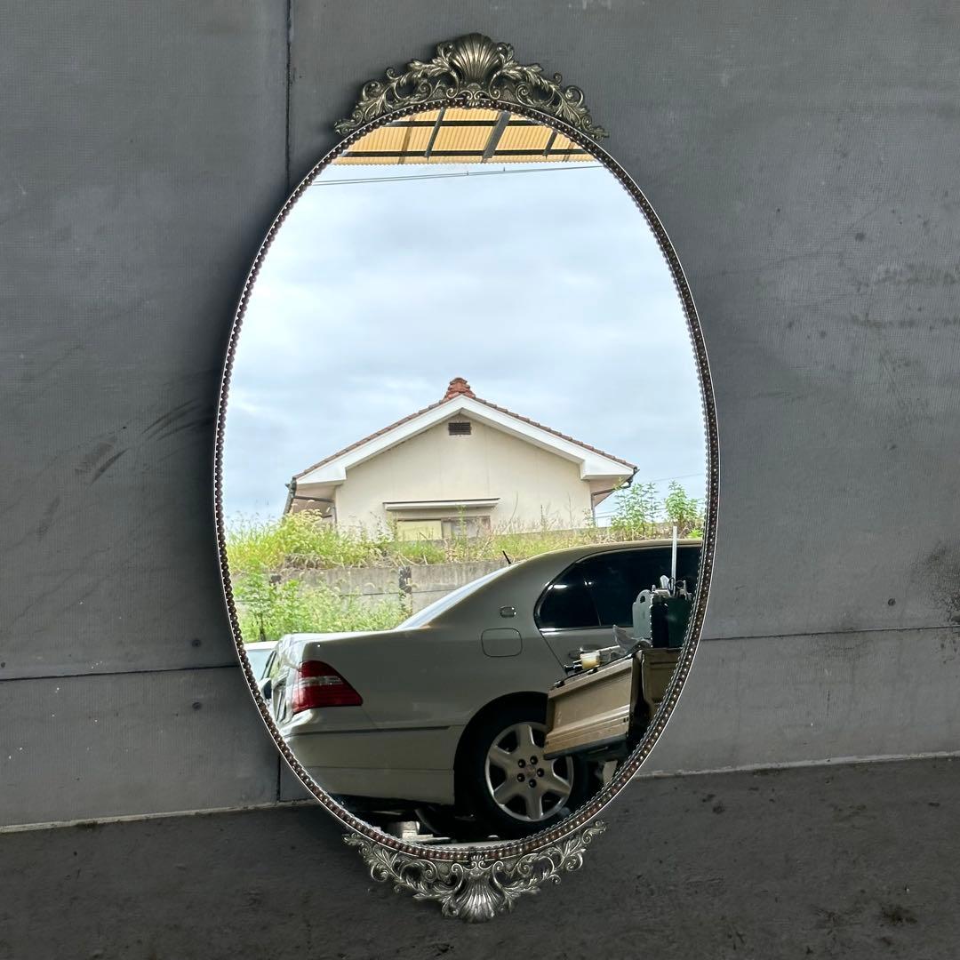 ✦豪華装飾✦ 楕円ヴィンテージ大型ミラー 貴族風 ロココ調デザイン　バロック調