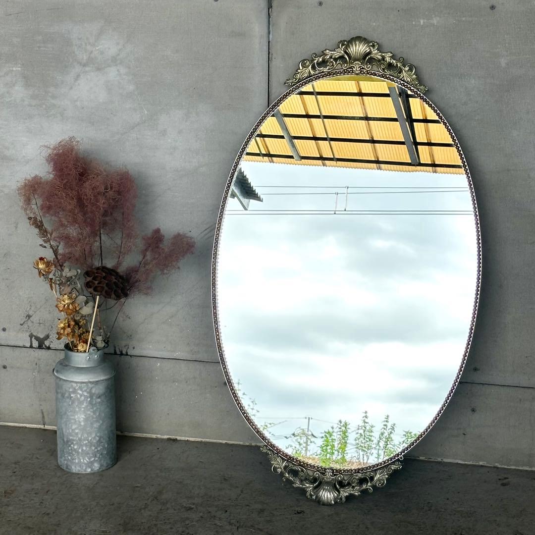 ✦豪華装飾✦ 楕円ヴィンテージ大型ミラー 貴族風 ロココ調デザイン　バロック調