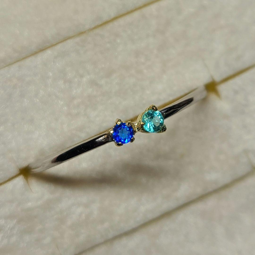 ネオンブルーの共演★バターリャパライバトルマリン&アウイナイト18金Pt900★