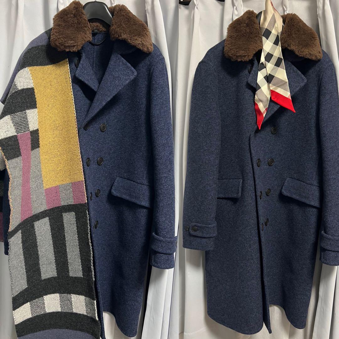 超希少 BURBERRY バーバリー 最高級ライン 襟ムートン コート Y2K
