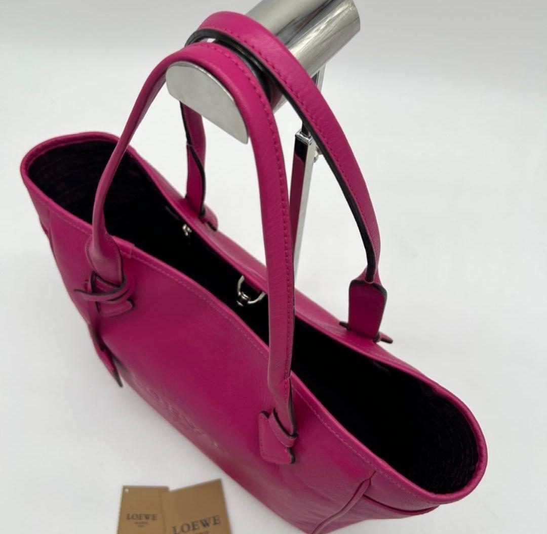 【美品 A4可】ロエベ ヘリテージ トートバッグ レザー ピンク 大容量