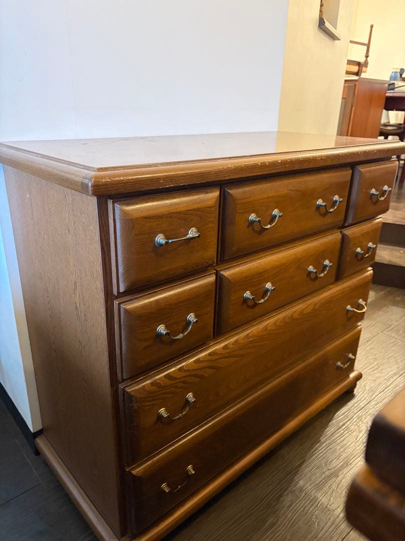 木製チェスト 8段引き出しアンティーク 収納家具 ヴィンテージ※天板傷あり