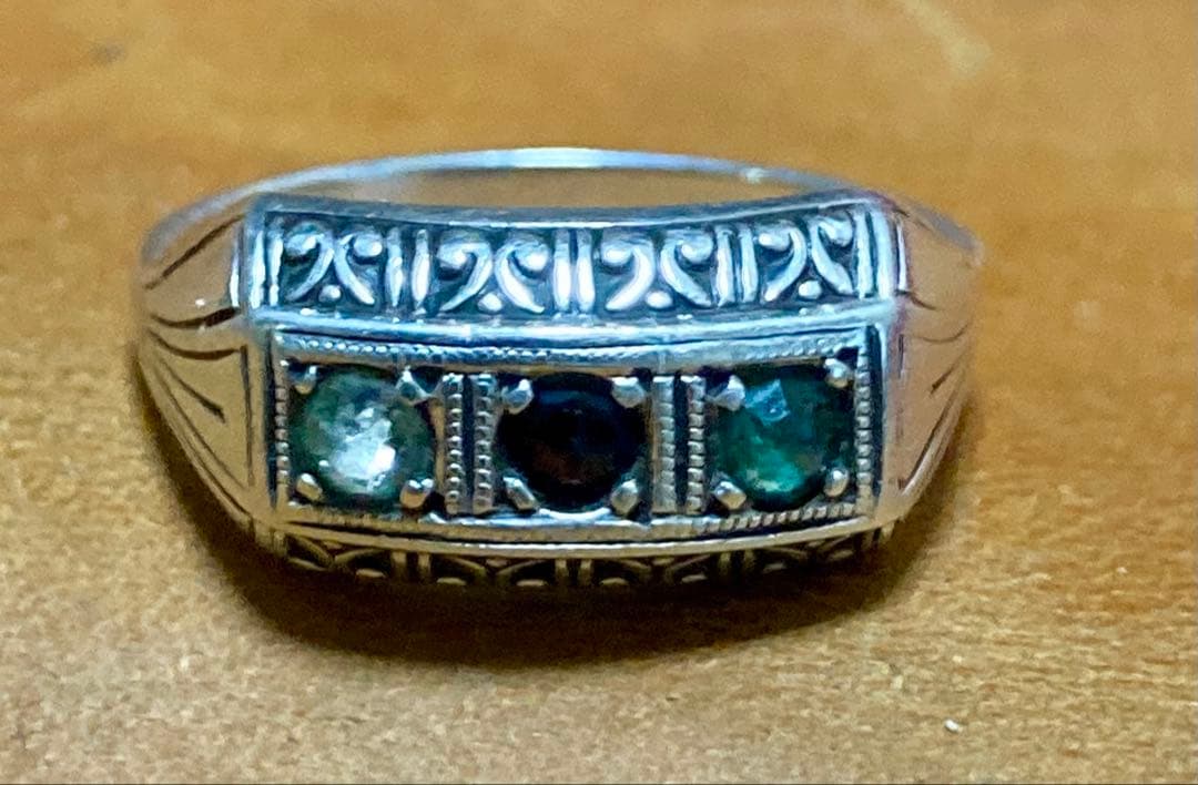 Vintage 835シルバー スリーストーンリング