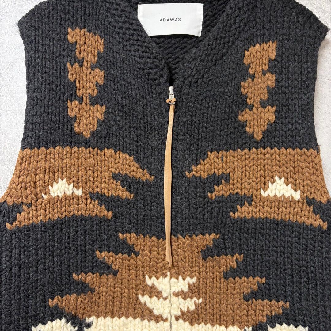 ADAWAS アダワス カウチン ダブル ジップ ベスト ウール 100%