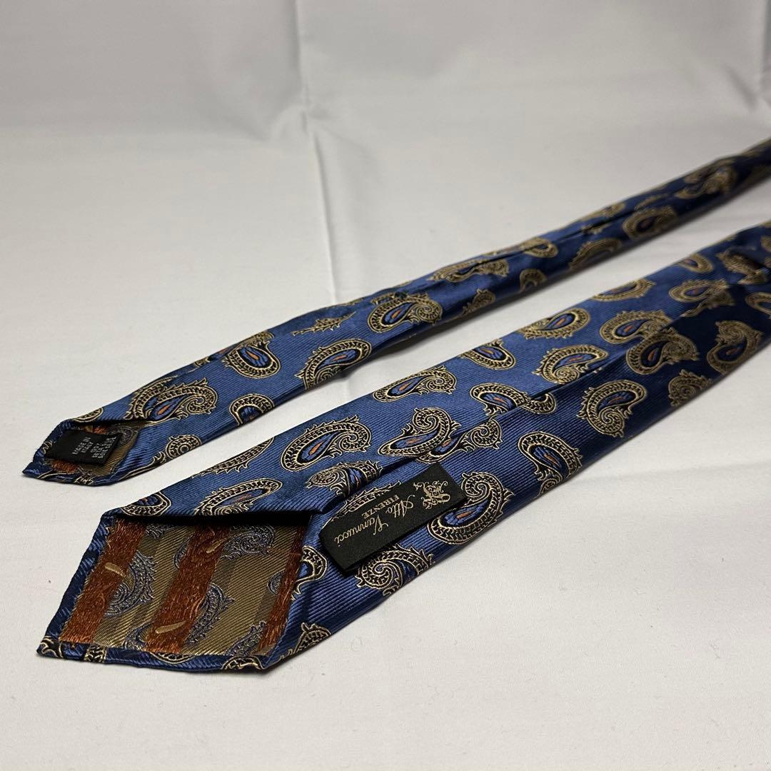アットバンヌッチ☆ネクタイ☆青系☆ネイビー☆ペイズリー柄☆セッテピエゲ☆707