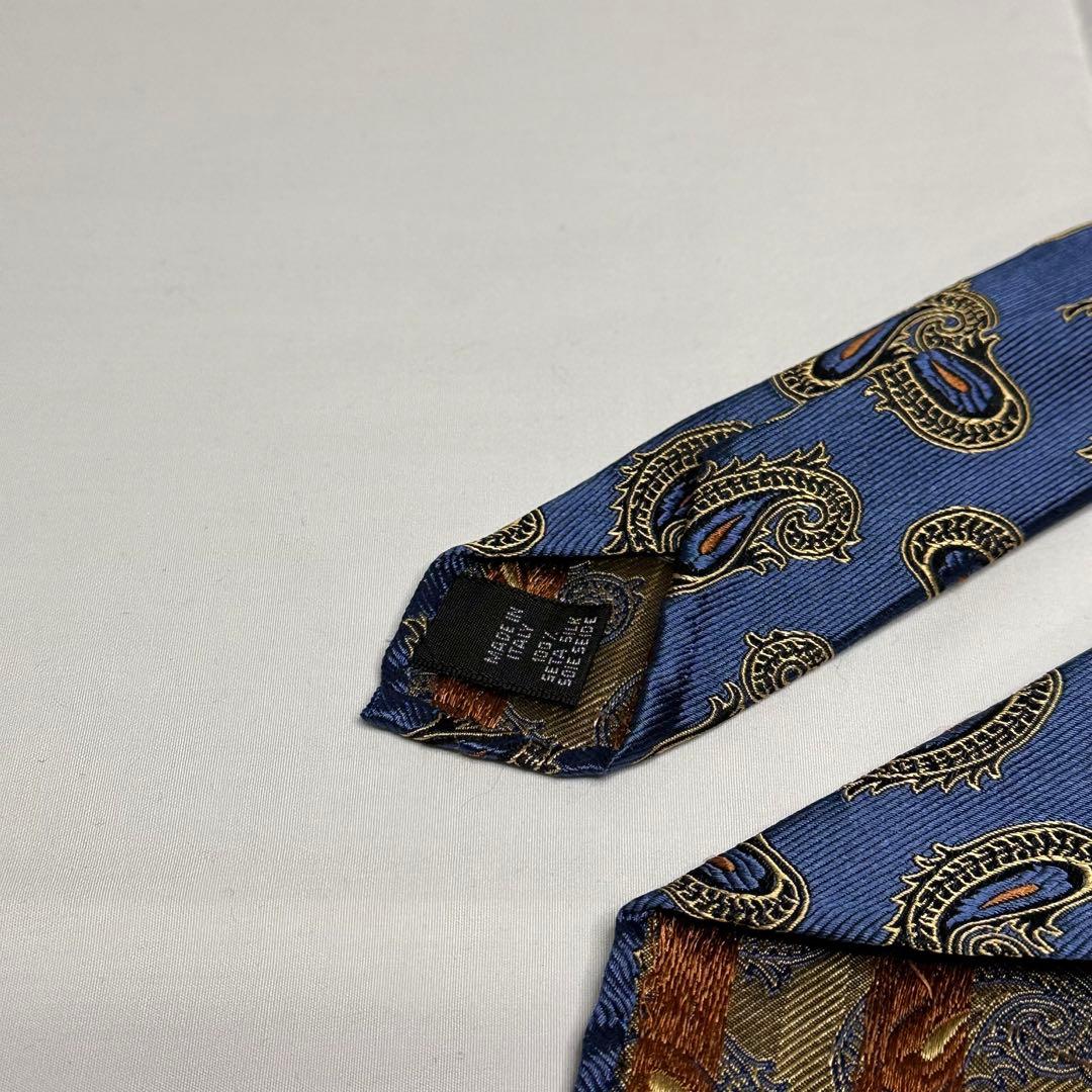 アットバンヌッチ☆ネクタイ☆青系☆ネイビー☆ペイズリー柄☆セッテピエゲ☆707