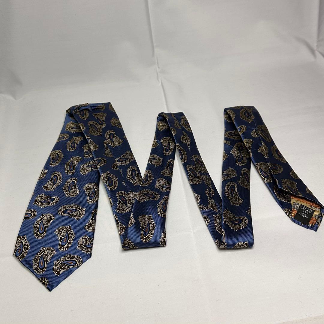 アットバンヌッチ☆ネクタイ☆青系☆ネイビー☆ペイズリー柄☆セッテピエゲ☆707
