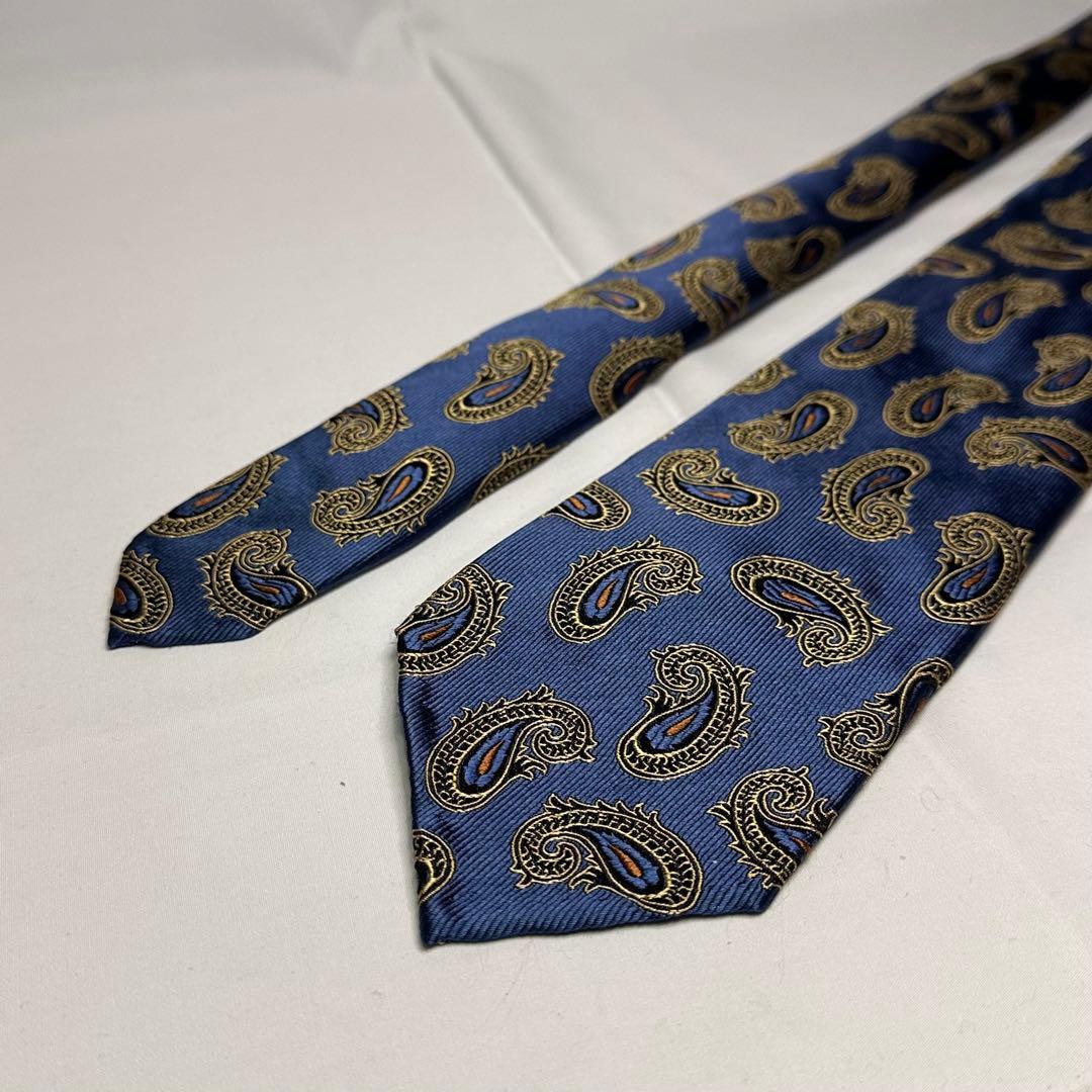 アットバンヌッチ☆ネクタイ☆青系☆ネイビー☆ペイズリー柄☆セッテピエゲ☆707