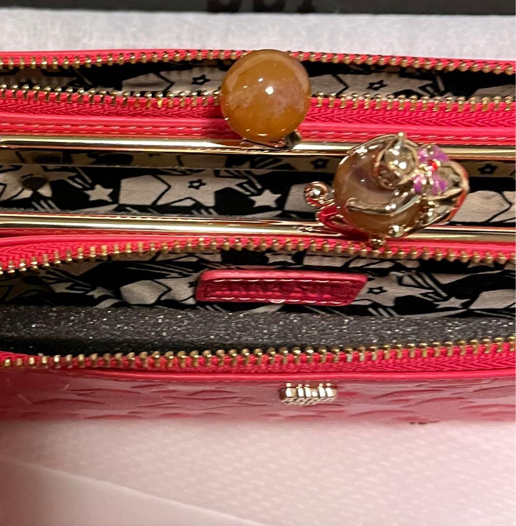 新品　アナスイ　プレイングキャット　猫　がま口財布　チェーンウォレット　ピンク