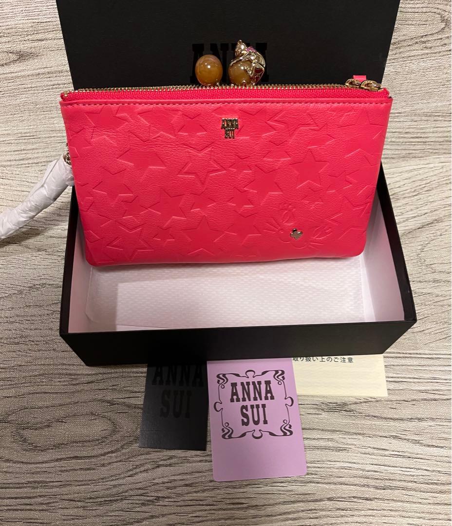 新品　アナスイ　プレイングキャット　猫　がま口財布　チェーンウォレット　ピンク