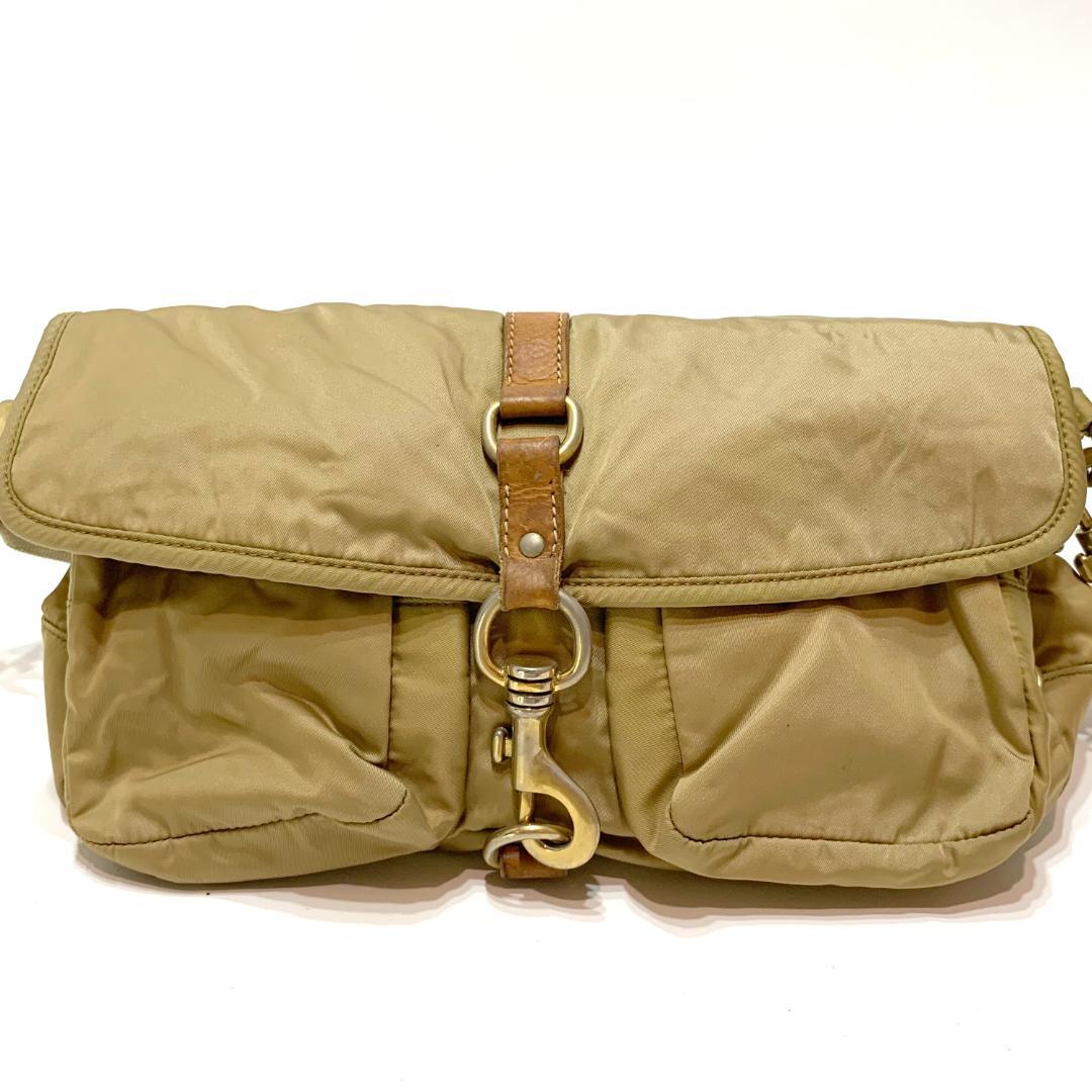 miu miu 90s アーカイブ ショルダーバッグ ナイロン カーキ系 y2k