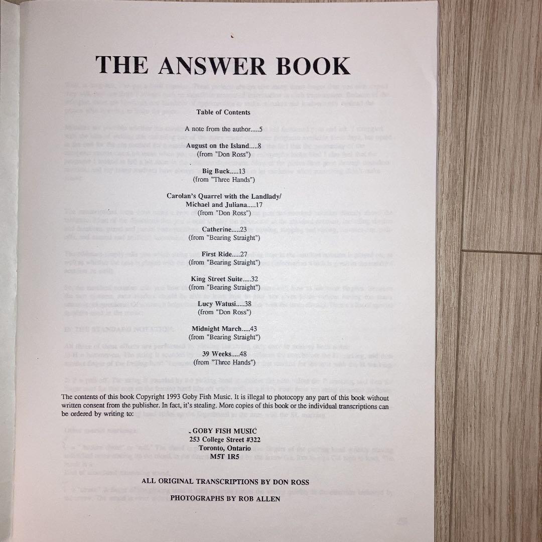 激レア　ドン・ロス　Don Ross TAB譜 Answer Book（CD付）