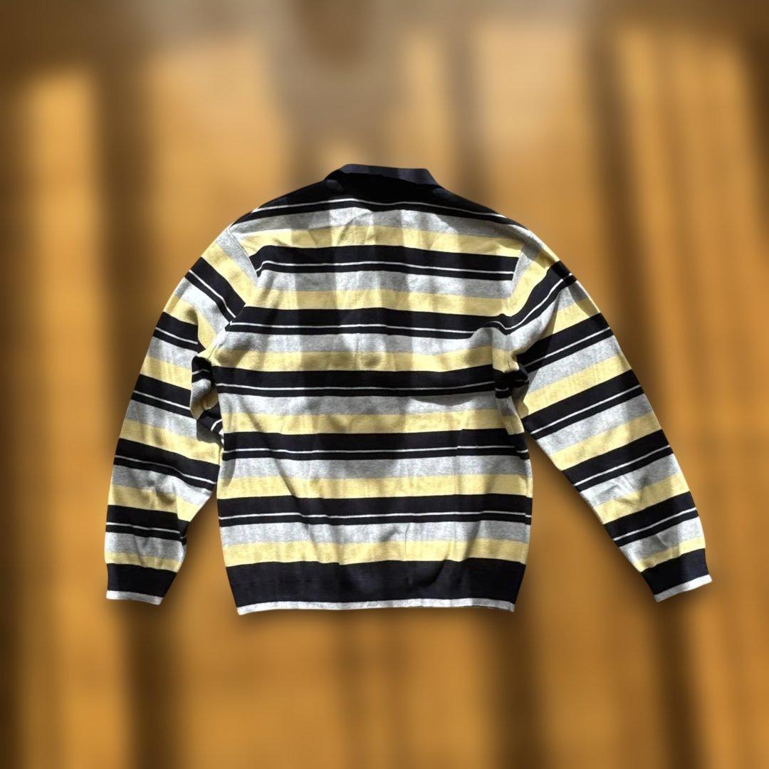 トップス Supreme Stripe Zip L/S Polo \"Navy\"