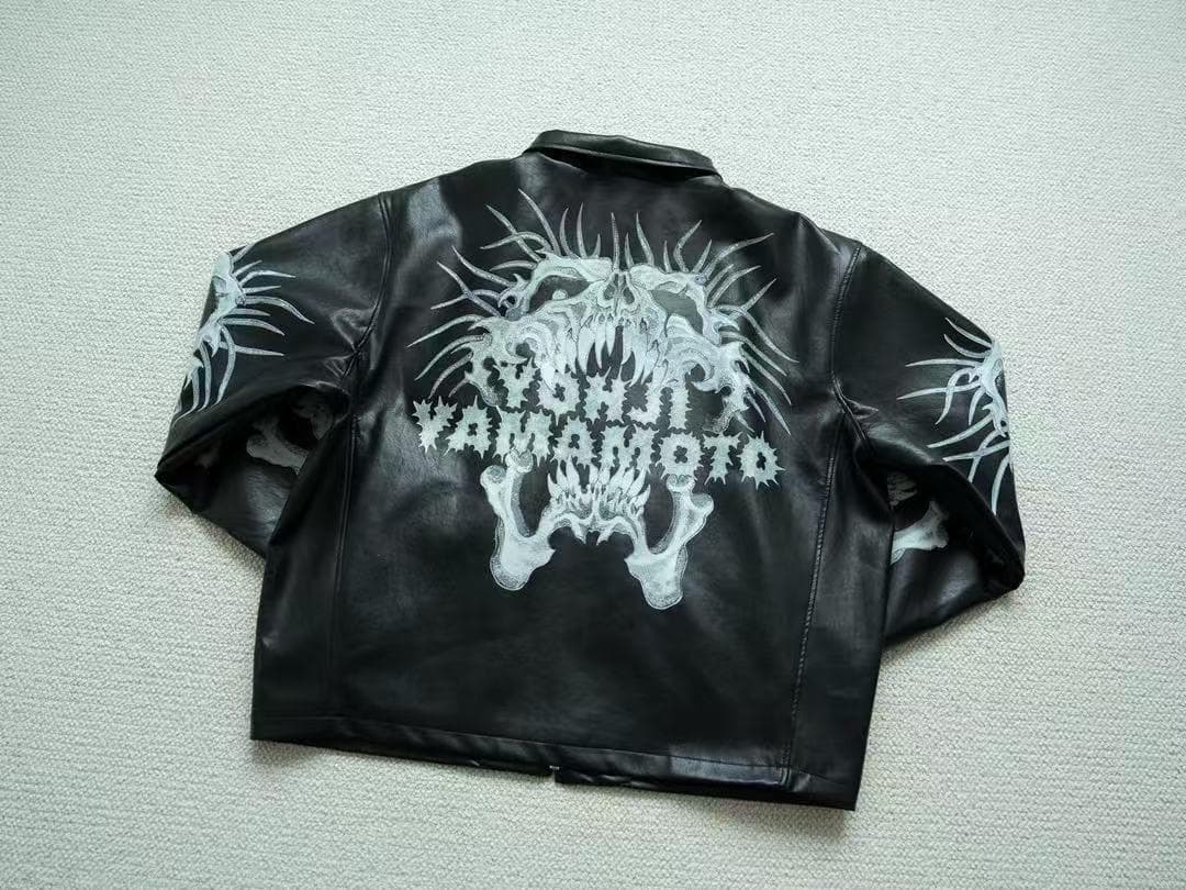 レザージャケット ドラゴンプリント 黒