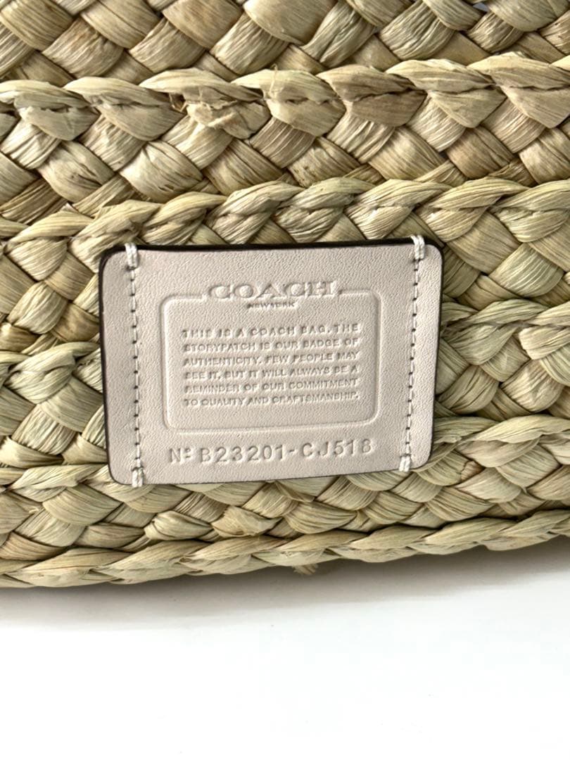 COACH コーチ レザー×ストロー カゴバッグ トート 大容量