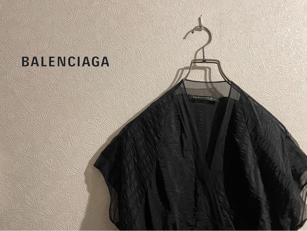 BALENCIAGA シアサッカー シフォン シルク ワンピース