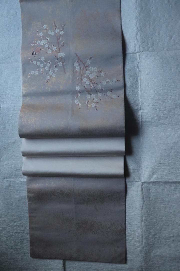 袋帯　梅と小鳥　作家物
