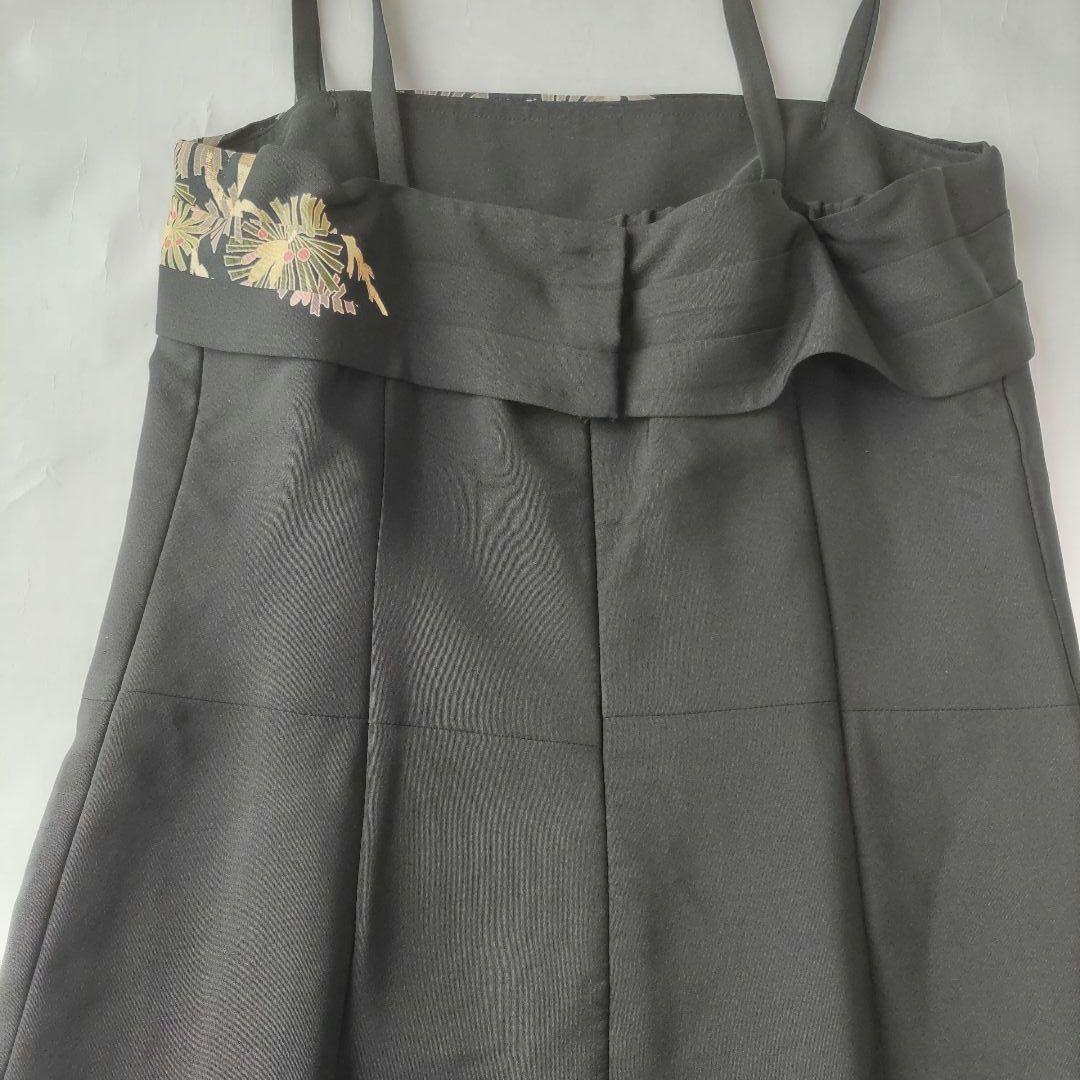 黒留袖リメイク　花鳥柄金刺繍ロングワンピース　ドレス