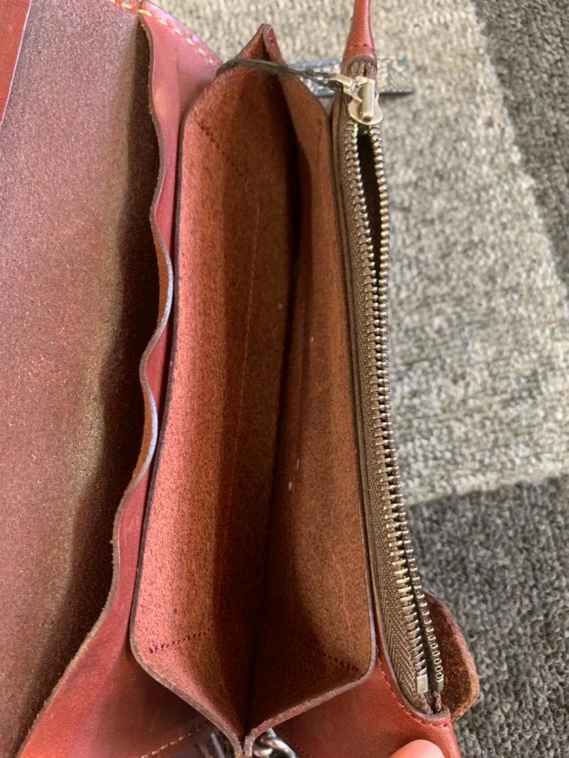 FUNNY ロングウォレット　長財布　本革　レザー　レッド