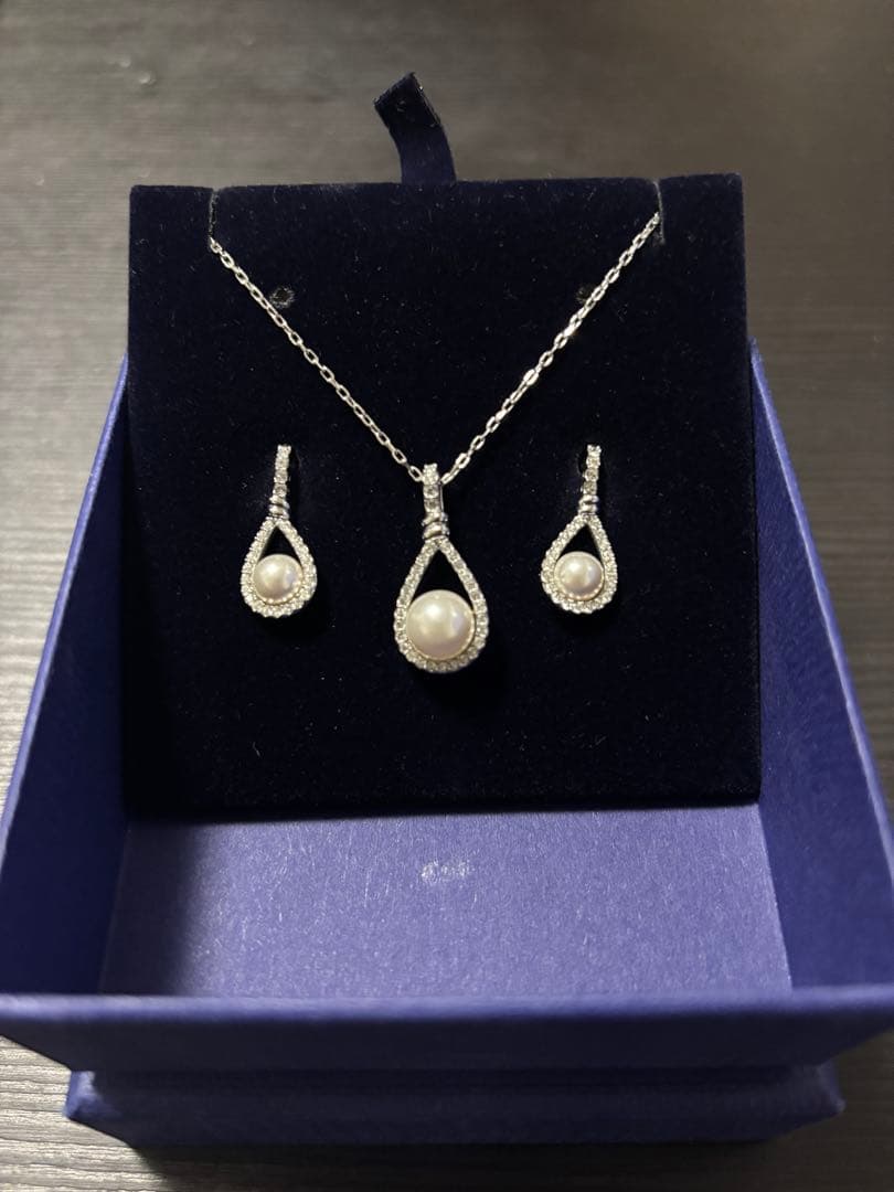 スワロフスキー パール ネックレス ドロップ ピアス セット