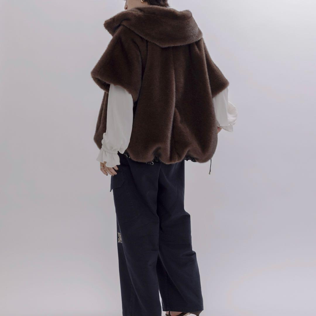 Eimee Law エイミーロウ ミンクライクファーケープ ブラウン