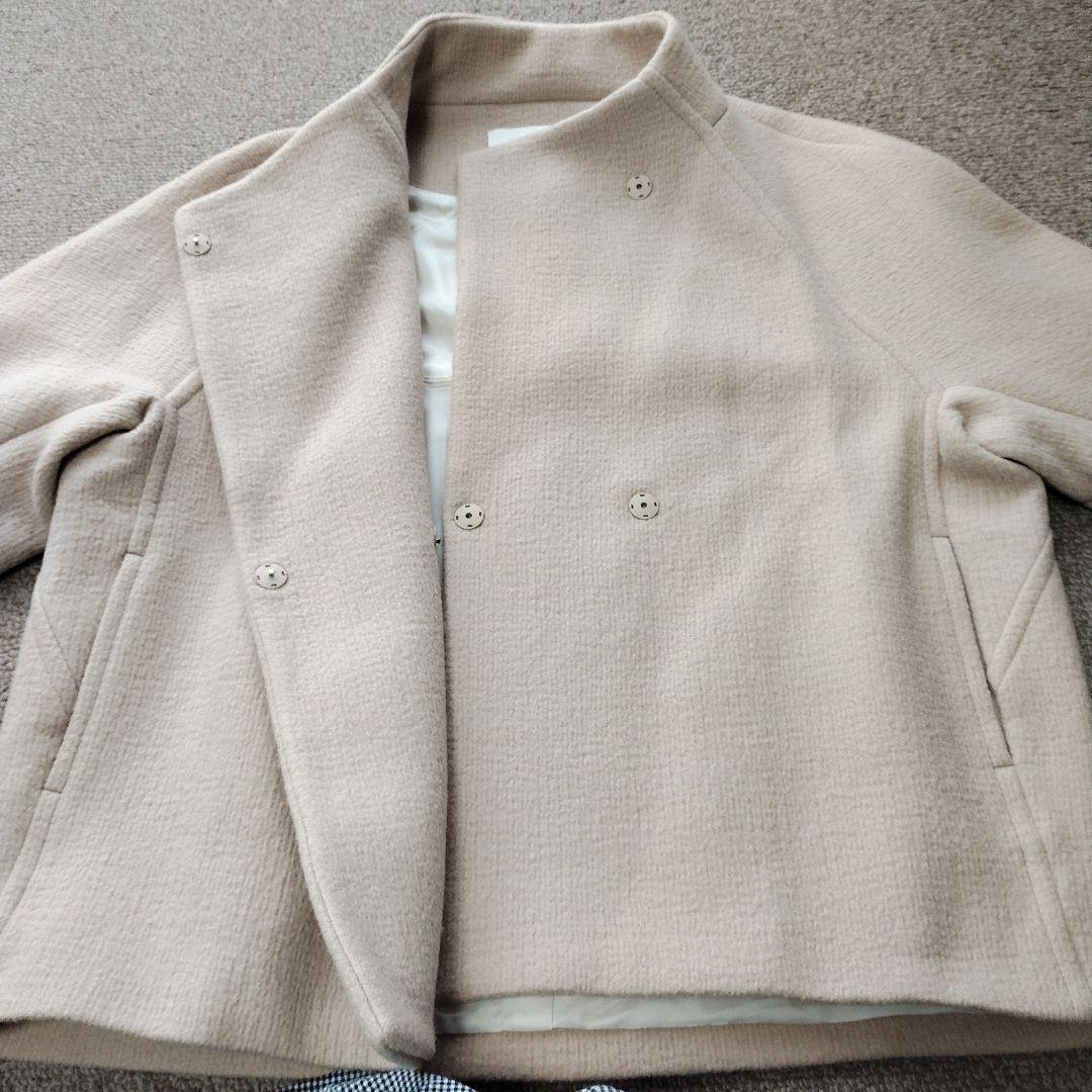 Ballsey リップルメルトンスタンドカラーショートコート ベージュ