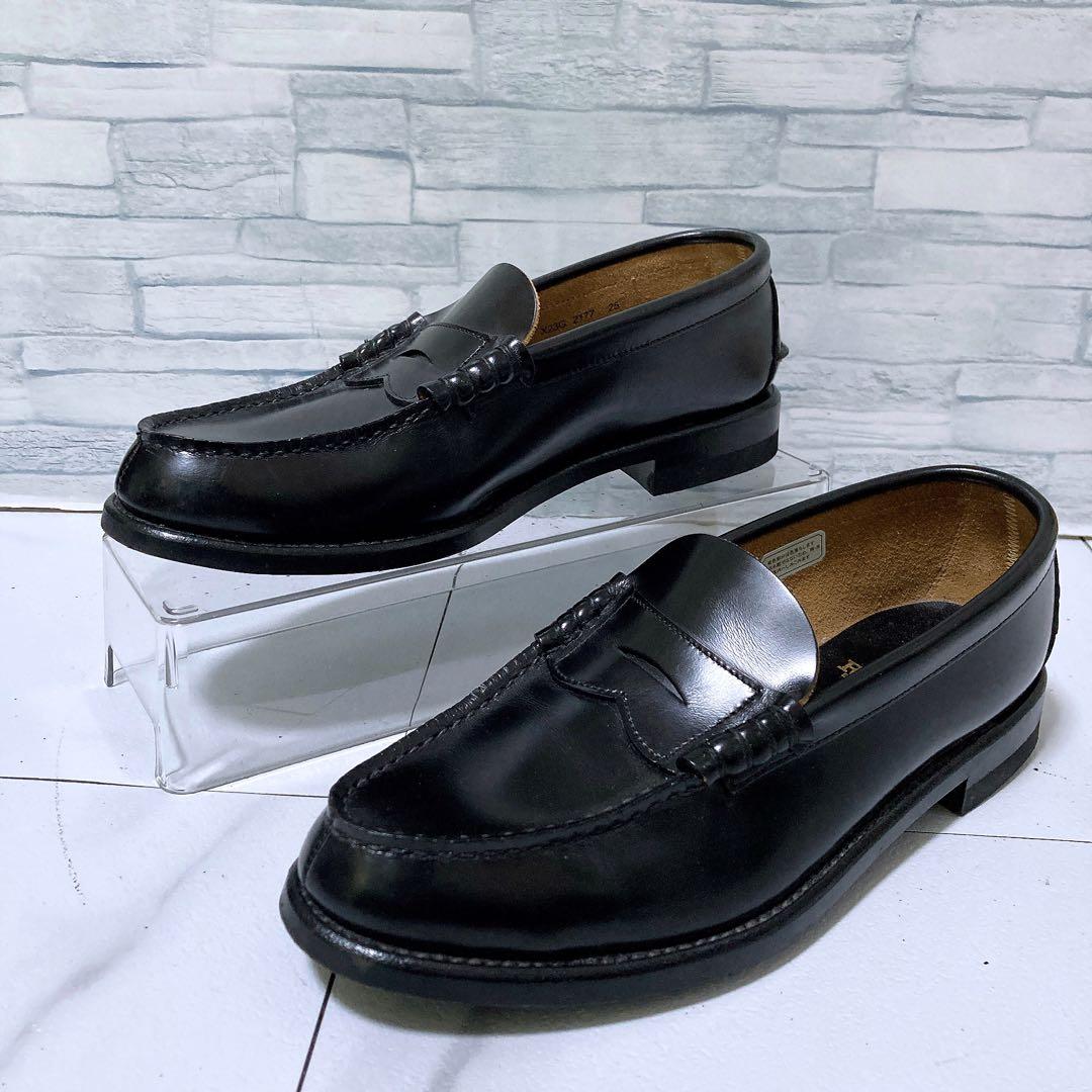 美品 REGAL リーガル ローファー 本革 レザー ブラック 黒 25