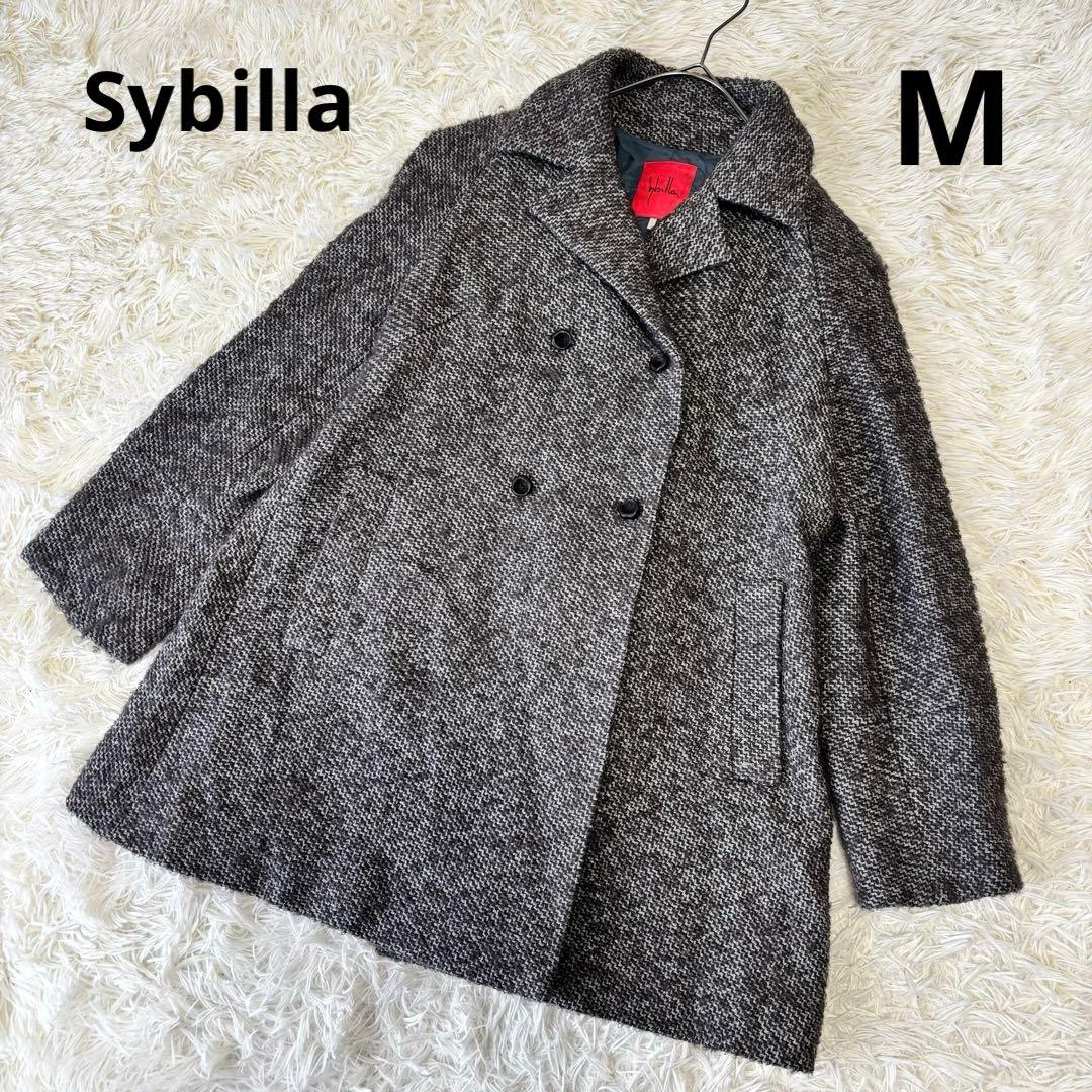 Sybilla シビラ ツイード ダブルコート グレー系 レディース M