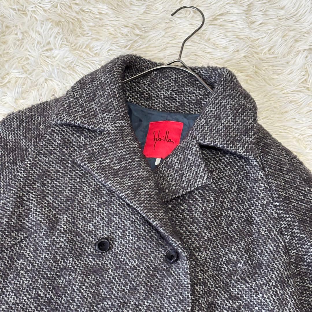 Sybilla シビラ ツイード ダブルコート グレー系 レディース M