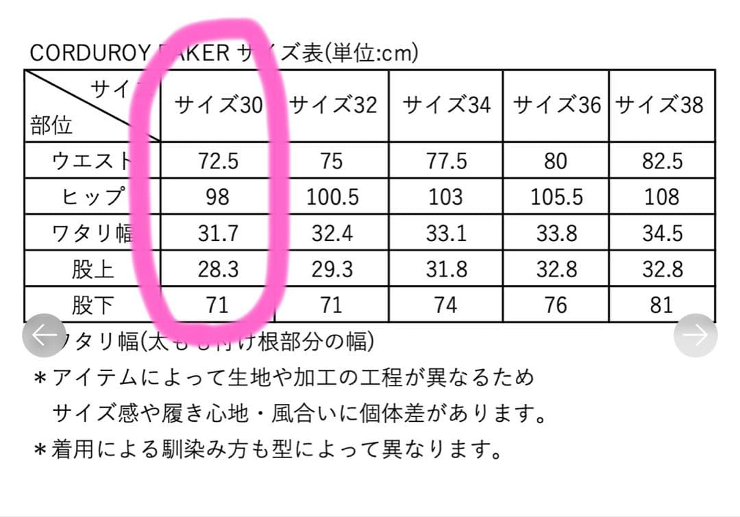 SHISHIKUI コーデュロイベイカーパンツ　サイズ30 ピンク