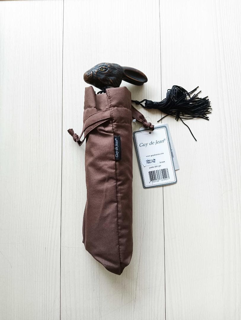 Guy de jean 折り畳み傘 雨/日傘兼用：ウサギ（マロンブラウン）