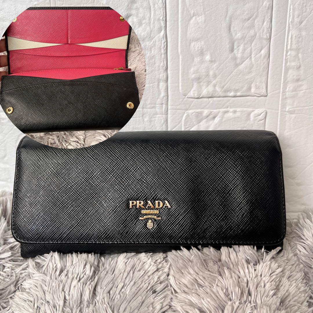 PRADA サフィアーノ　マルチカラー　長財布　メタルロゴ　サフィアーノ