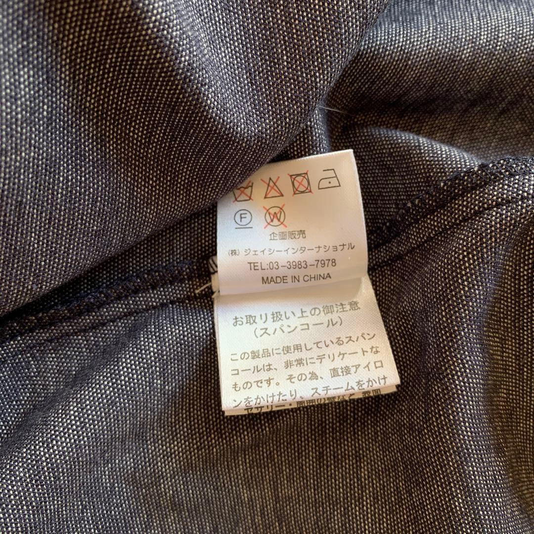 美品✨スーパービューティー デニムジャケット 刺繍 ビジューボタン　ノーカラー