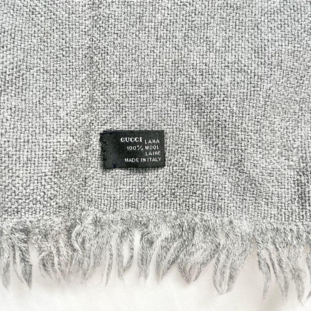 GUCCI マフラーウール100%灰色グレー