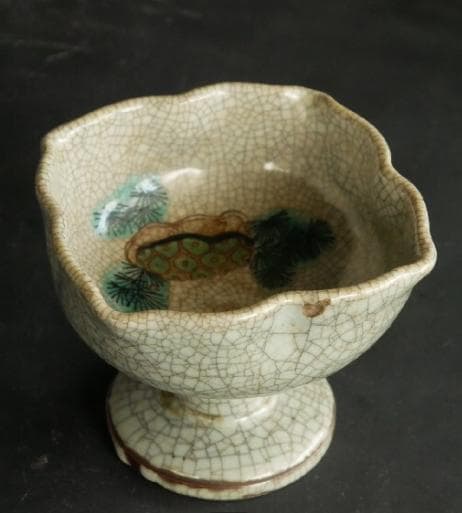 骨董 絵付け高脚杯